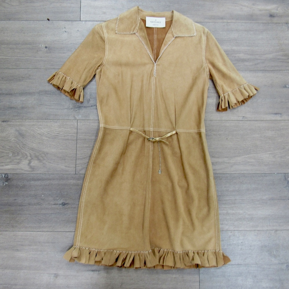 VINTAGE TRUSSARDI TAN LEATHER DRESS